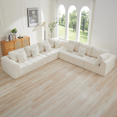 Oversized L-Shape Sectional Sofa, Modular Compressed Cloud Couch with Memory Foam, No Assembly Needed by Latitude Run