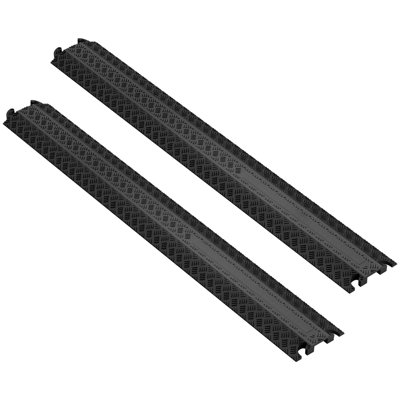 Cable Protection Ramp 39.37" L x 5.1" W x 0.79" H with 1 Channel, TPR Material, 2-Pack Drop-Over Cord Cover, Black, 2000 lbs Load Capacity Anti-Slip Surface