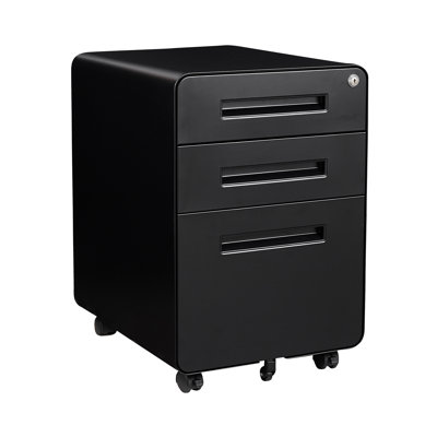 3-Drawer Mobile File Cabinet With Lock - Legal & Letter Size Storage For Home Office, Fully Assembled by Wrought Studio