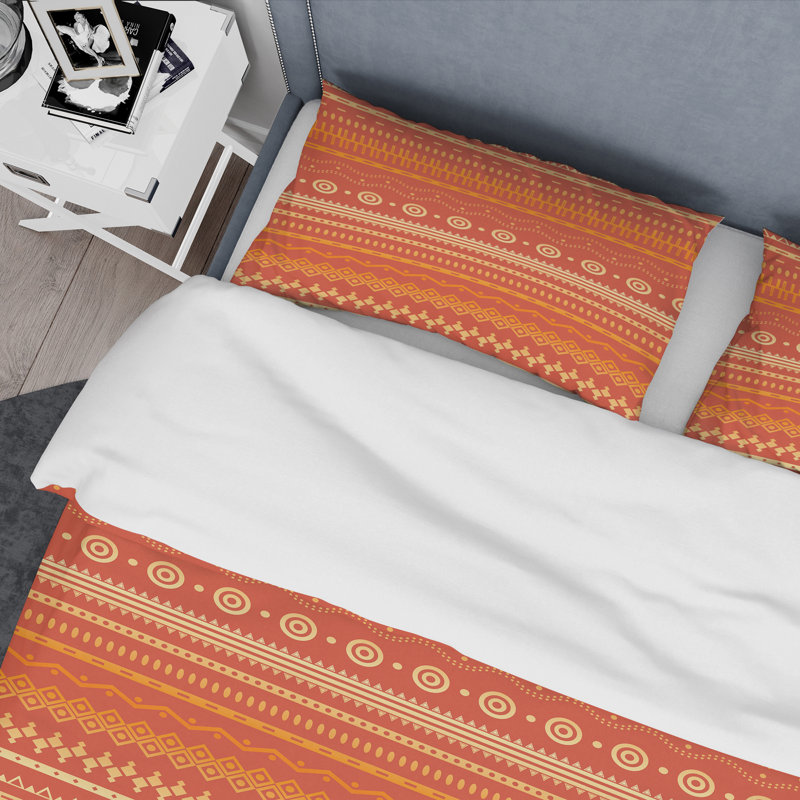 Ensemble de housse de couette en microfibre à rayures oranges et oranges 3 pièces