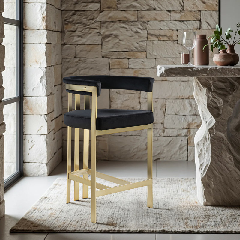 Tabouret de comptoir 26,4 po Marcello, Velours noir