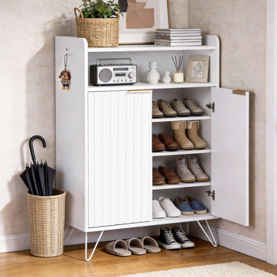 2-Door Slatted Traie 2 Hooks Tall Legs 26.8" Width