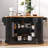 56"Kitchen Island With Rubber Wood Veneer Drop Leaf, Power Outlet, 4 Door Shelves, Embossed Vertical Stripe Rolling Kitchen Cart On 4 Wheels With 6 Deep Drawers For Kitchen, Dining Room-110956429