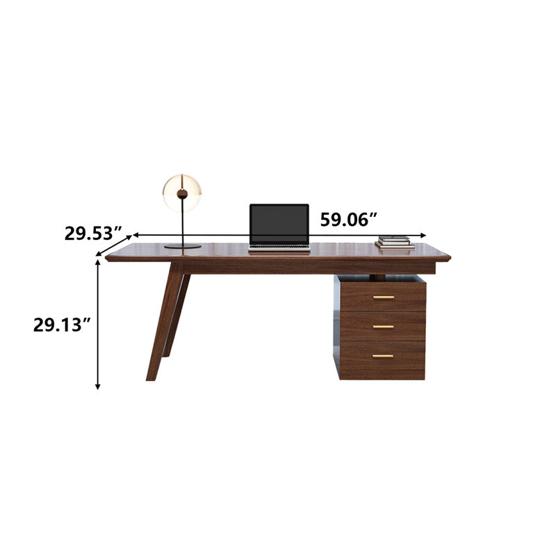 Nouveau bureau rectangulaire en bois massif 59,06 "brun de style chinois, H 29,13 po x l 59,06 po x P 29,53 po