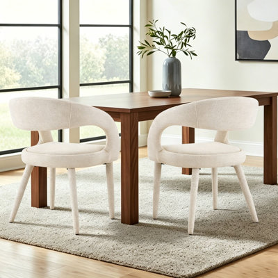 Lot de 2 fauteuils d'appoint contemporains incurvés à dossier ouvert, rembourrés, pour salle à manger, cuisine, salon ou espace de réception.