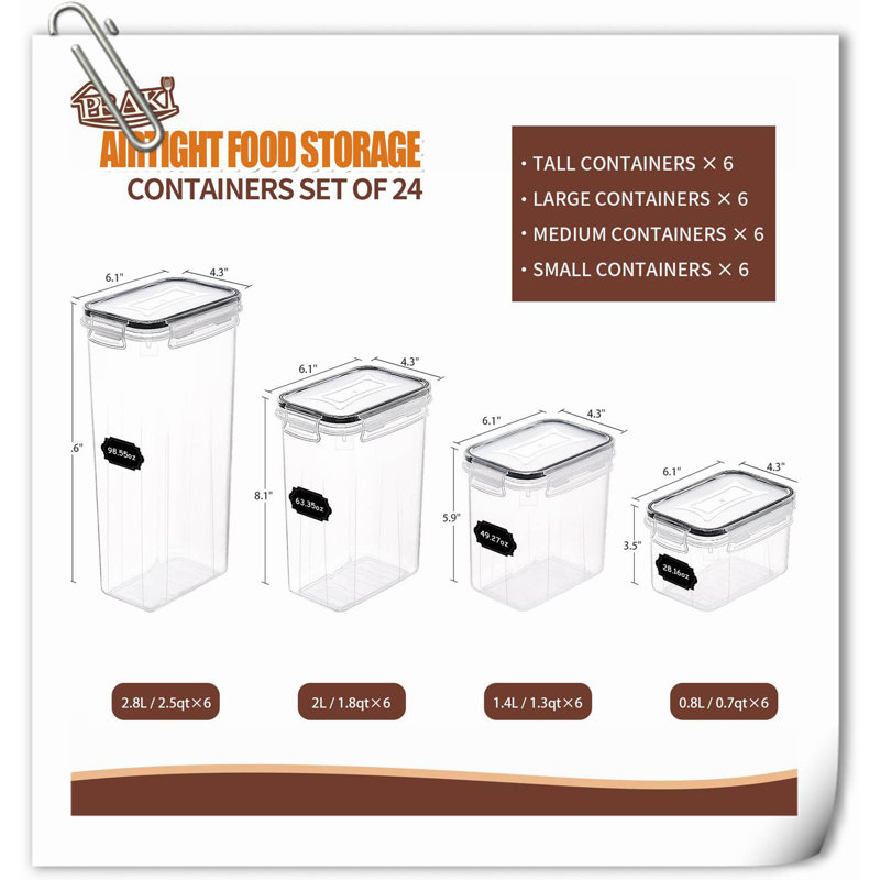 White BPA-Free Plastic Airtight Food Storage Container Set