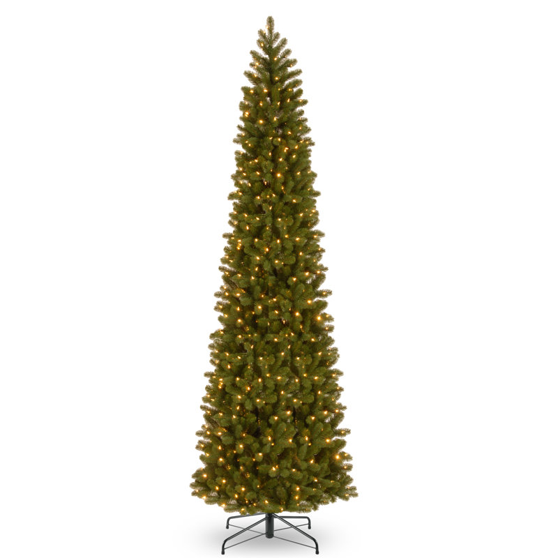 The Holiday Aisle® Downswept DouglasFir Pencil Slim Tree with Dual Color LED Lights, 12'