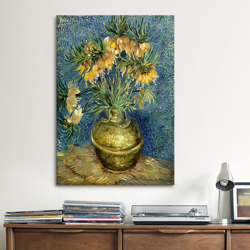 «Crown Imperial Fritillaries in a Copper Vase» par Vincent van Gogh, reproduction d'art sur toile, Toile tendue, Pas de tapis