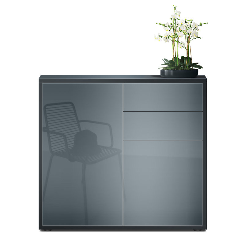 Sideboard Mcdevitt, Black (Matt)/Grey (Glossy)