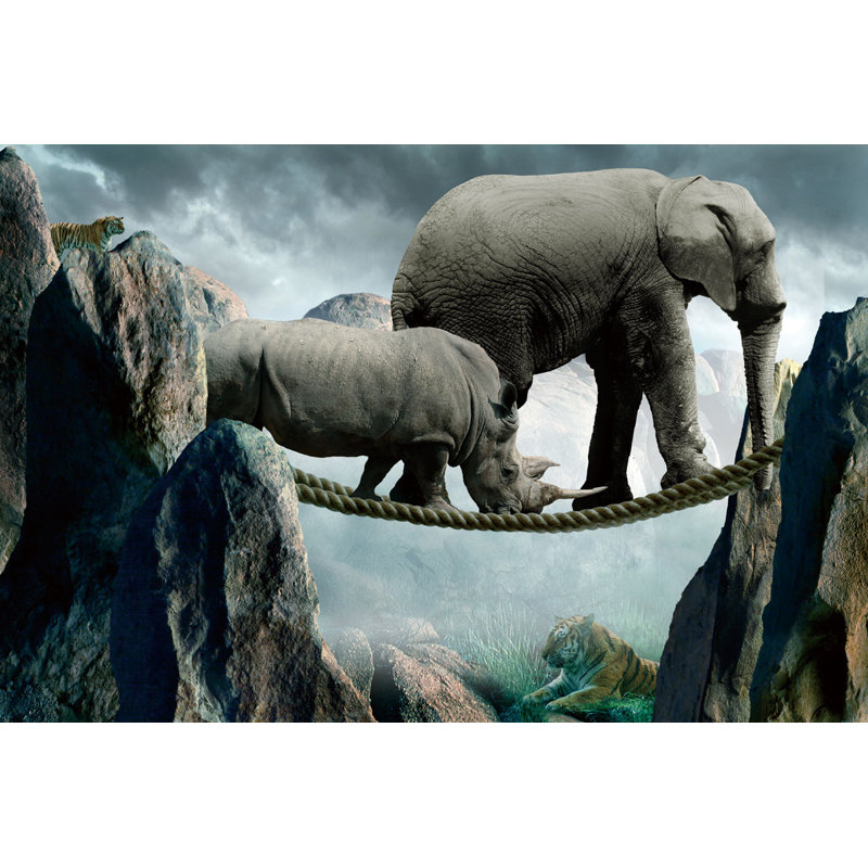 Surreal Animal Scene Tempered Glass Wall Art, 38" x 26"