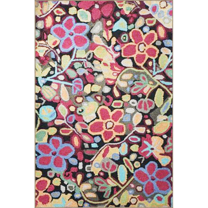 Multicolored Mixed Floral Pattern Modern Decorative Carpet, Round 3'4"