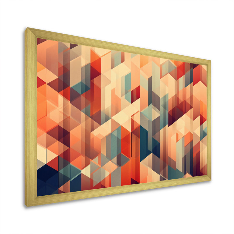 «Orange and Blue Geometric Abstractions II», reproduction sur toile, H 34 po x l 44 po x P 1,5 po