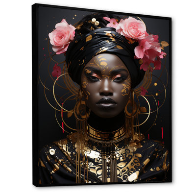 «Pink African Woman Elegance II» - art mural femme afro-américaine