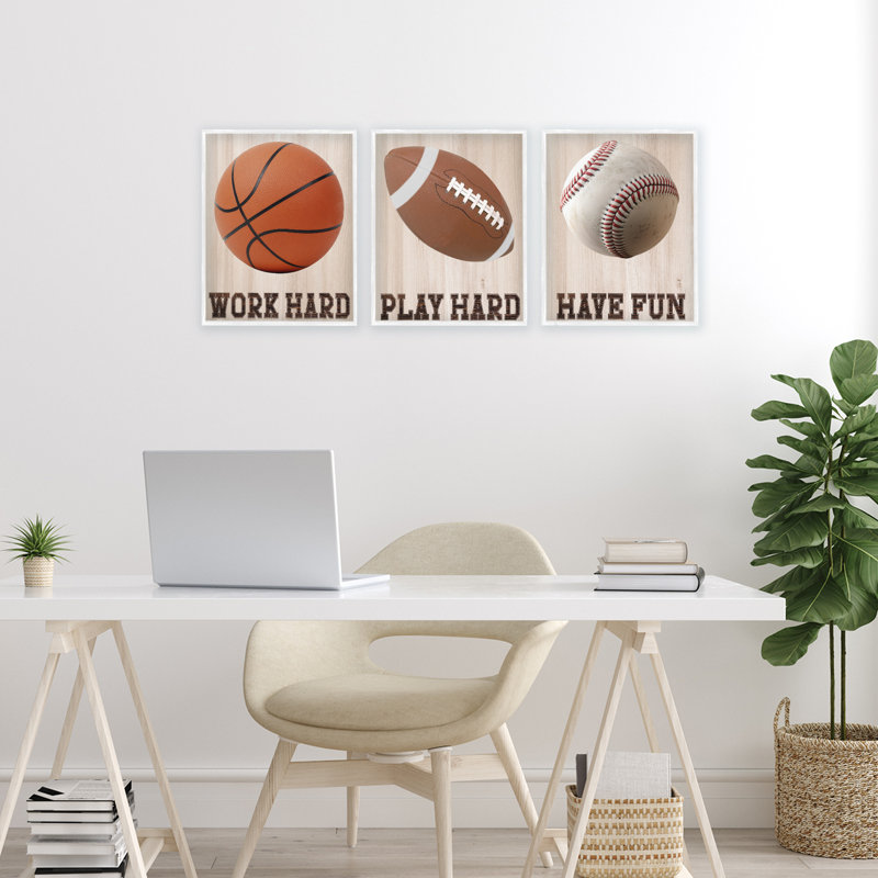 Ensemble de giclées encadrées 3 pièces Motivational Sports, H 14 po x l 33 po, Estampe numérique encadrée blanc bord de mer