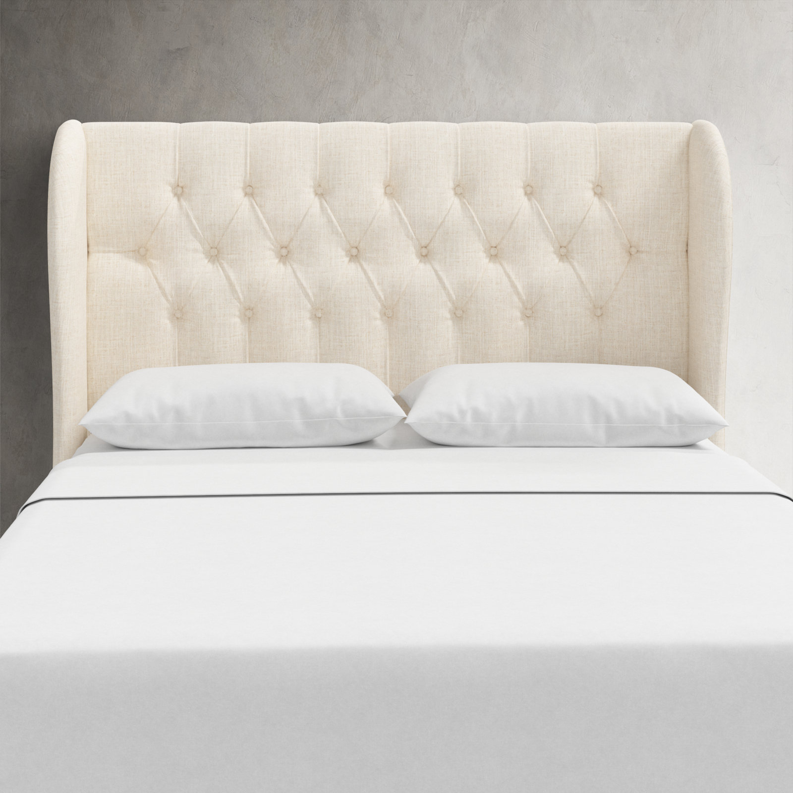 Tomey Upholstered Headboard, Queen, Classic White Velvet