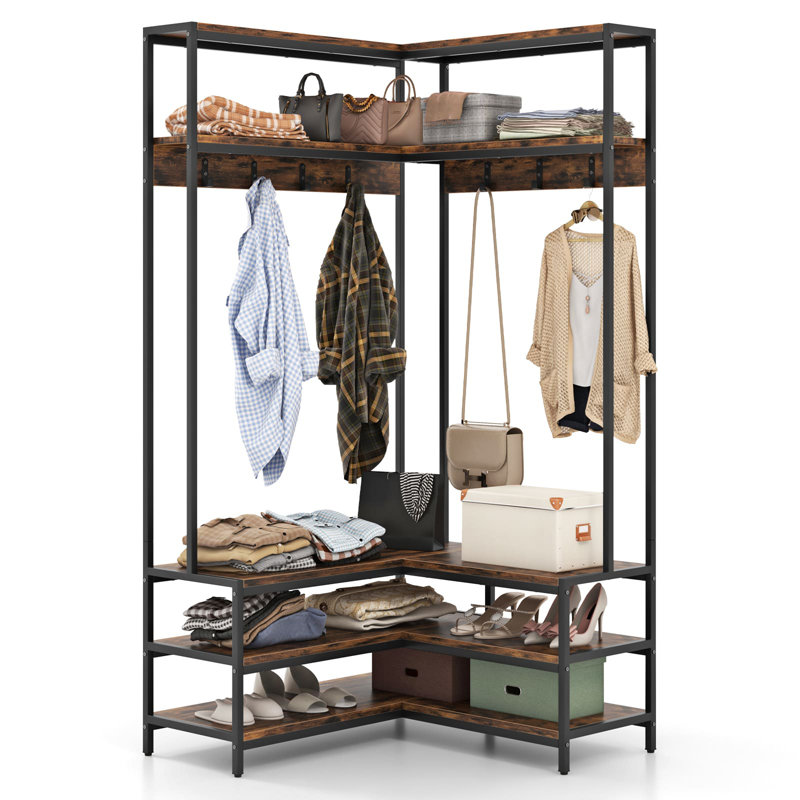 90cm Clothing Rack, Walnut/Black