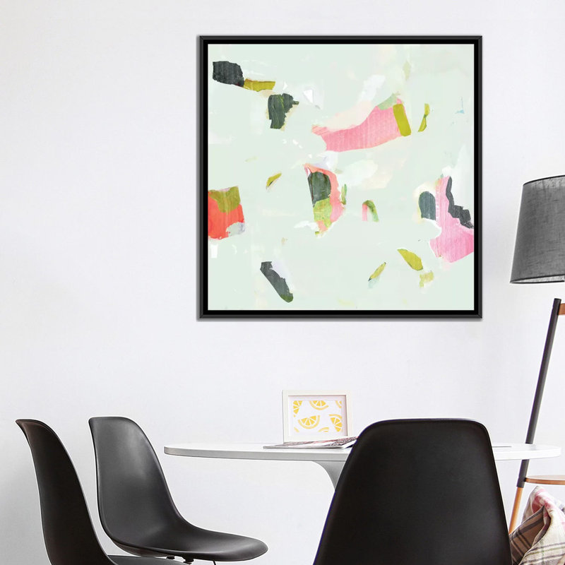 «Olive Scatter II», impression sur toile tendue, H 18 po x l 18 po x P 1,5 po, Toile encadrée noire, Pas de tapis
