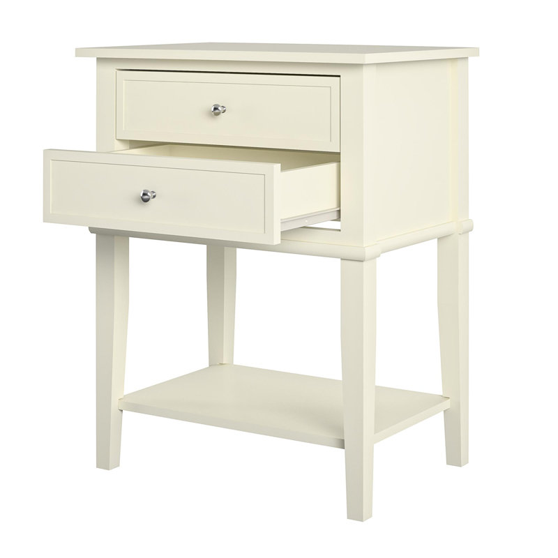 Deonni 56cm W Solid Wood Bedside Table, White