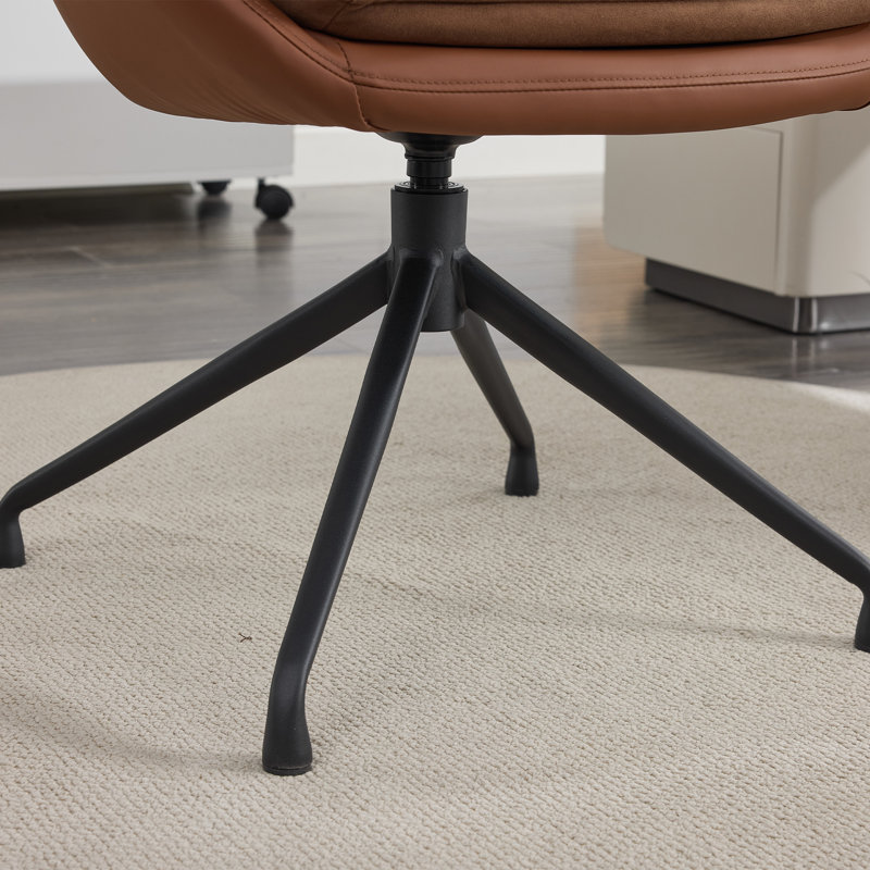 Fauteuil de coiffeuse pivotant en similicuir brun avec siège ergonomique 360 ° avec siège ergonomique anti-taches, Brown