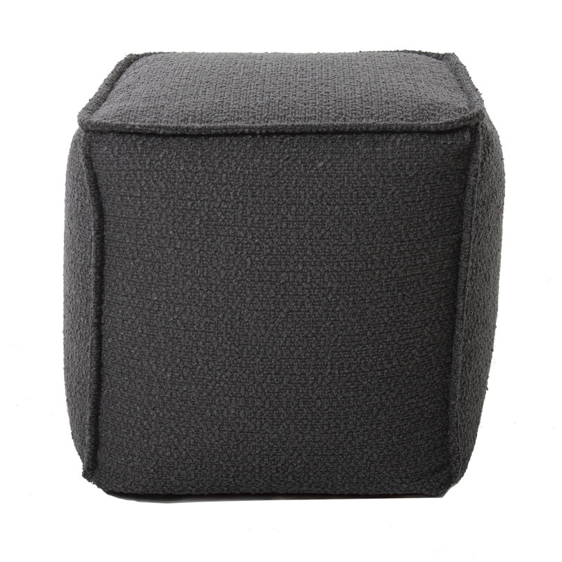 Upholstered Pouf, Charcoal