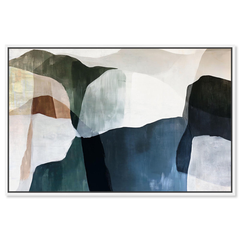 Abstrait numérique sur toile Mountain Mist , H 11 po x l 16 po, Cadre flottant blanc