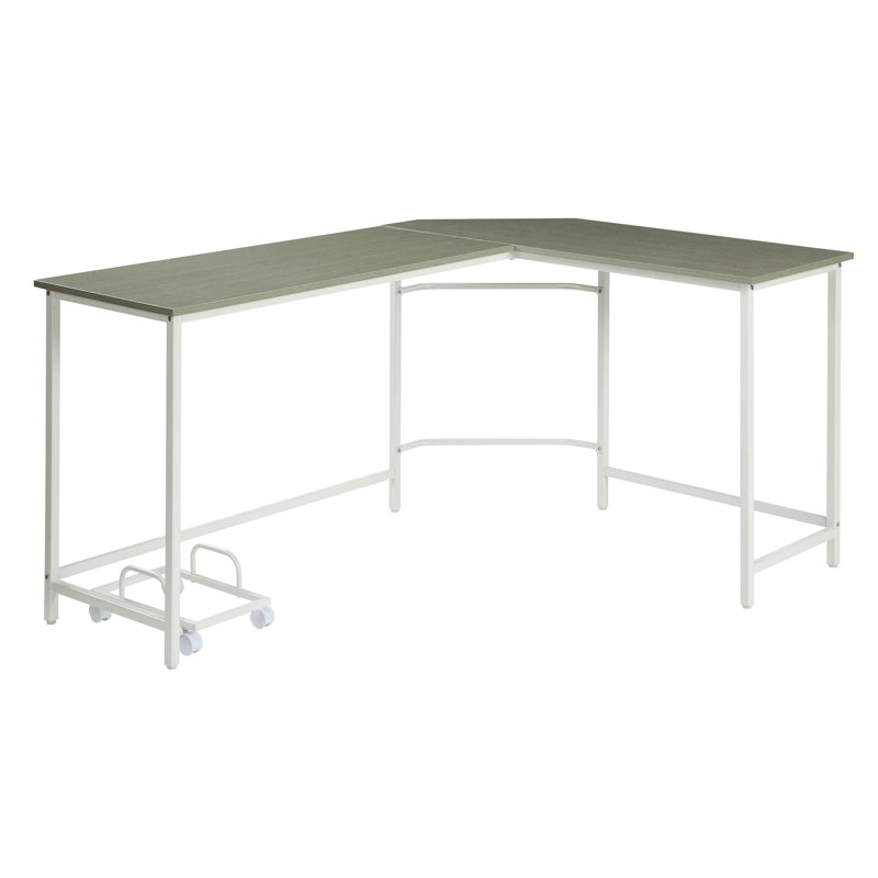 Grey And White L-Shape Computer Desk