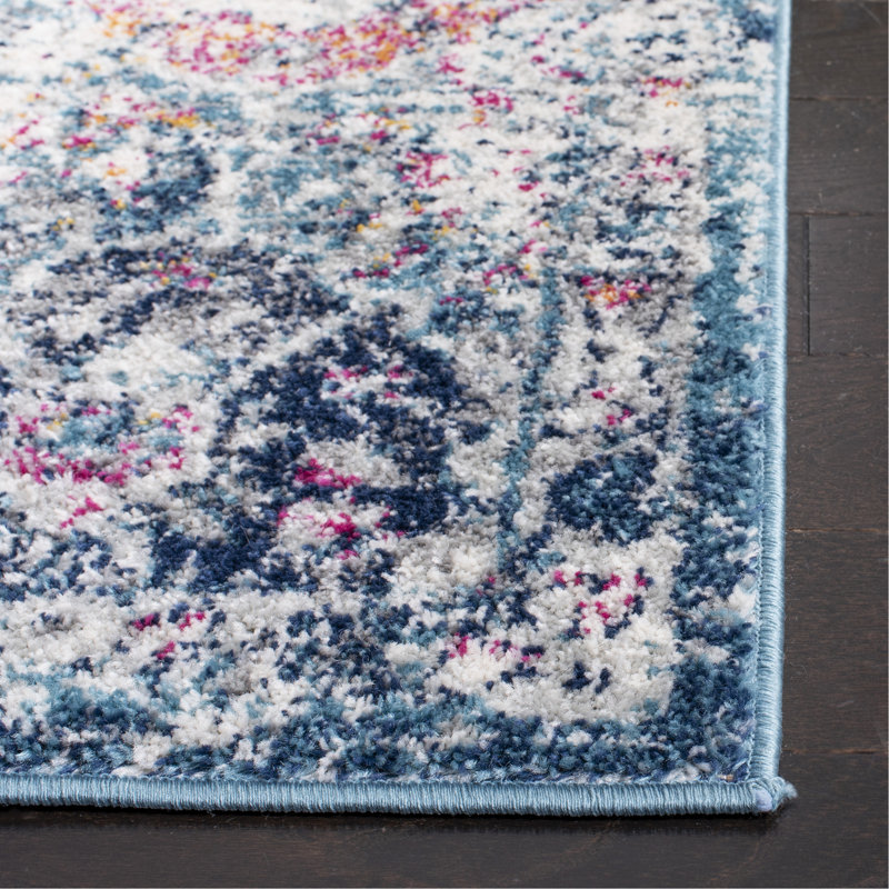 Cronin Navy/Teal Area Rug, Rectangle 12' x 15'