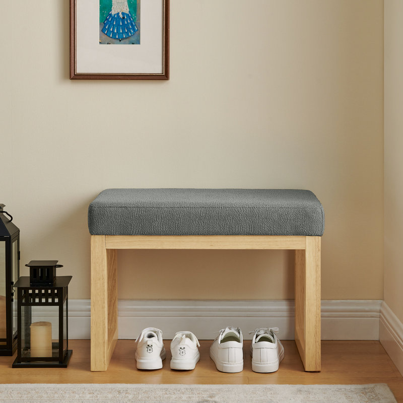 Banc minimaliste moderne gris foncé pour changer de chaussures, structure, coussin doux, banc à langer pour petit espace, siège en bois massif, librement dans les espaces