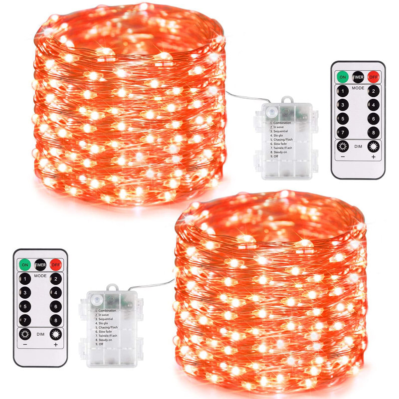 Schlitz 67.2' LED Battery Powered 200 - Bulb Rope Lights String Light, Orange