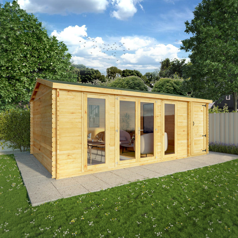 Mercia 20ft x 10ft Home Office Studio With Side Shed (28mm)