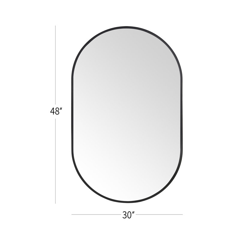 Metal Framed Oval Wall Mirror, 48" x 30"