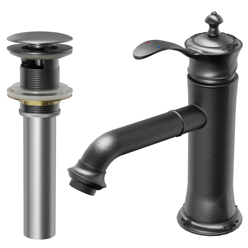 Single-Hole Single-handle Bathroom Faucet with Drain Assembly, Gunmetal Gray