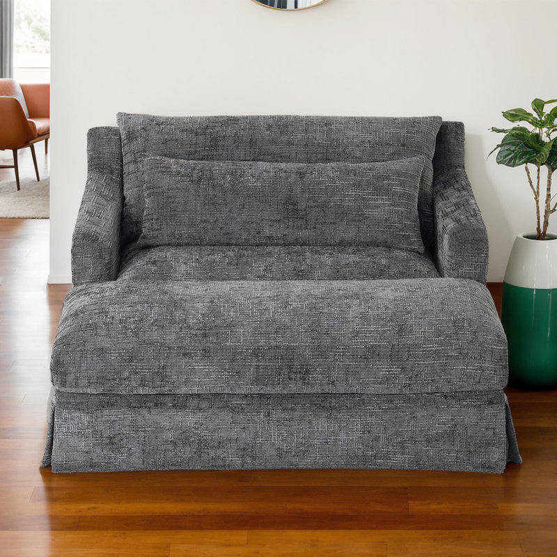 Canapé-lit en chenille - causeuse avec coussins, surface texturée, siège très profond, Gris