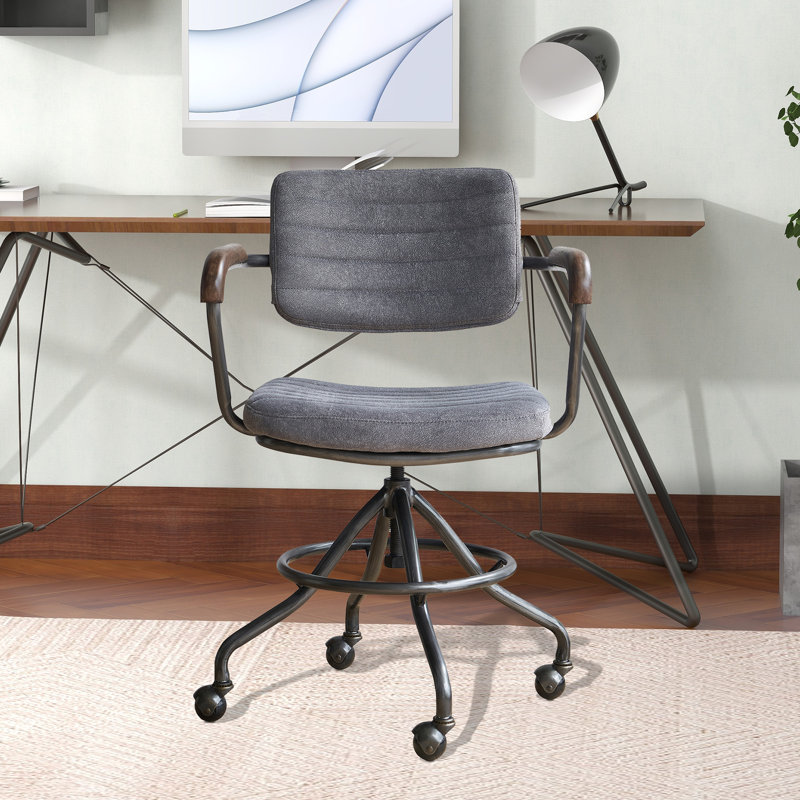 Chaise de bureau pivotante en bois massif Ademir