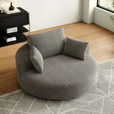 Chaise pivotante simple en mousse de velours côtelé de 55 po L, canapé moderne moelleux, chaise pivotante à 360 degrés pour le salon, la chambre à coucher, le salon et la salle de projection