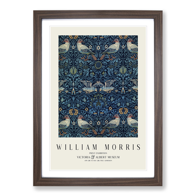 Birds Vol.3 by William Morris - Picture Frame Art Prints on MDF, 48cm H x 36cm W x 2cm D, Walnut