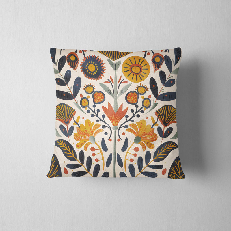 Housse de coussin réversible à motif floral Folk Maximalist, H 20 po x l 20 po