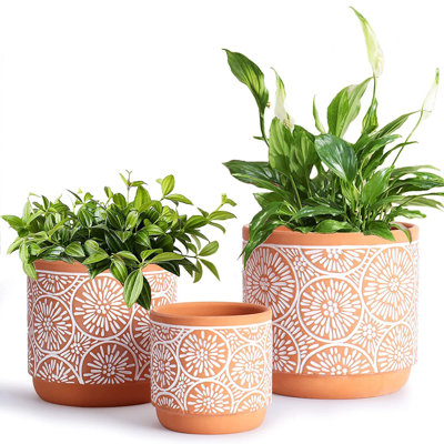 3 Piece Ceramic Plant pots with Drainage Holes