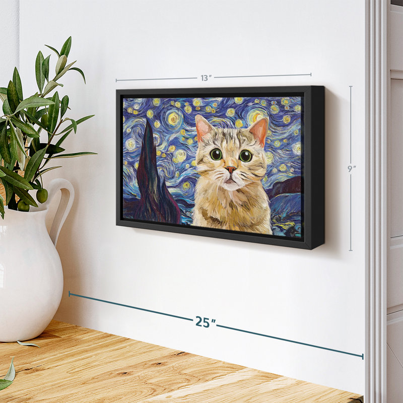 Isaias Lost Kitty Starry Night Canvas Print, 9" H x 13" W
