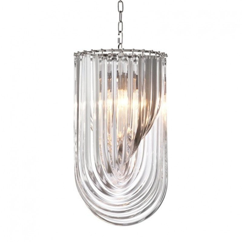 Lustre à 4 lumières Murana, Chrome laqué, Fumée, 31" Diameter x 43" Height
