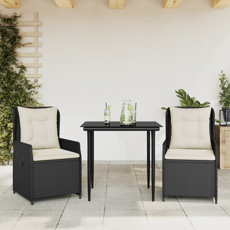  Garden Dining Set Black, Cream White