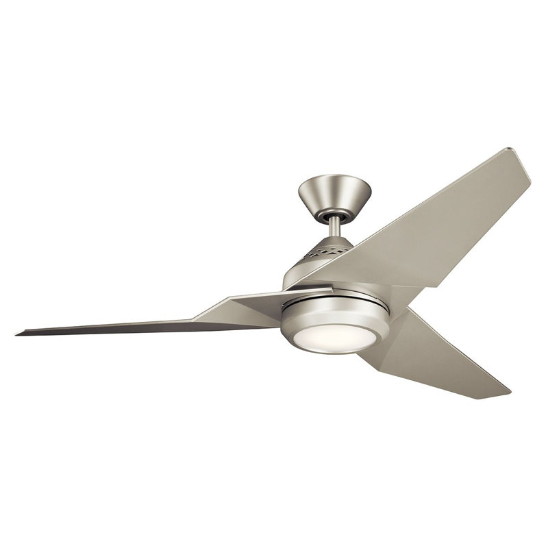 Camptown 60cm Ceiling Fan with LED Lights, Brushed Nickel, Silver