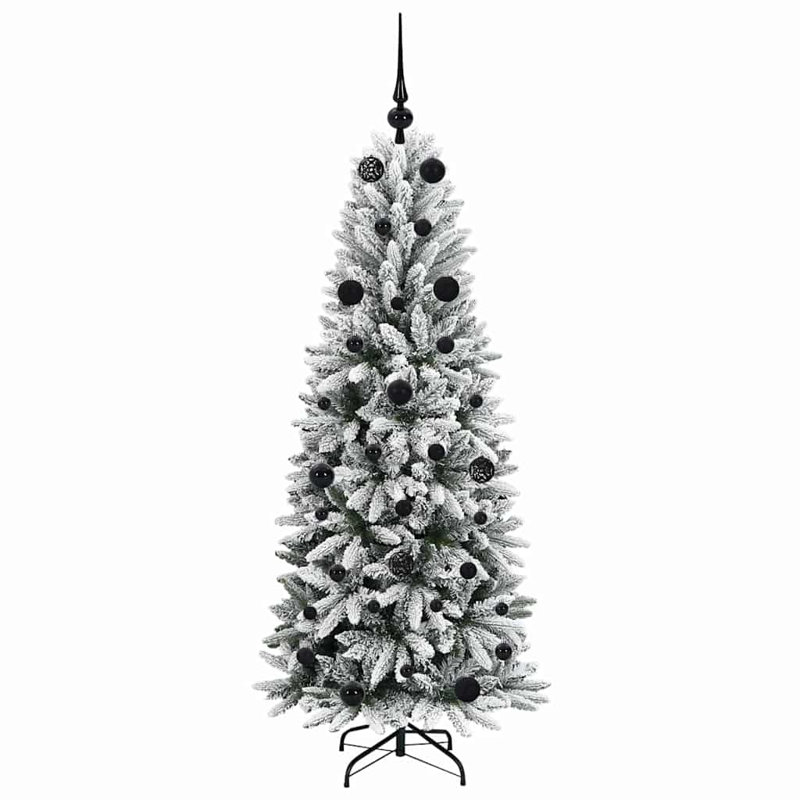Artificial Christmas Tree with 150 LEDs White, 4.92' H, Black