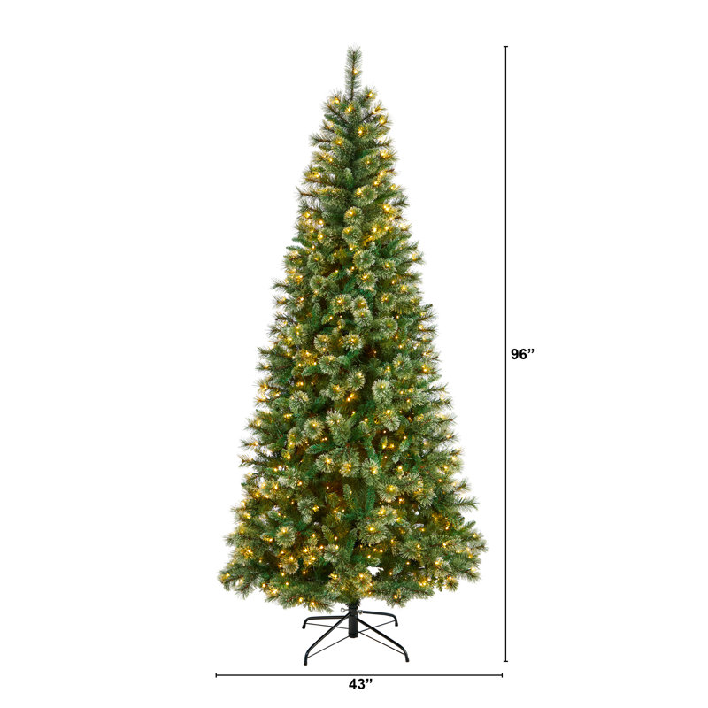 Lighted Artificial Christmas Tree, 8' H