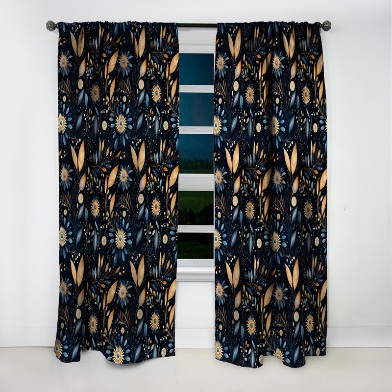 Cosmic Nomad Boho Pattern - Abstract Boho Curtain - Blackout Abstract Curtain - 1 Panels, L 52 po x L 108 po
