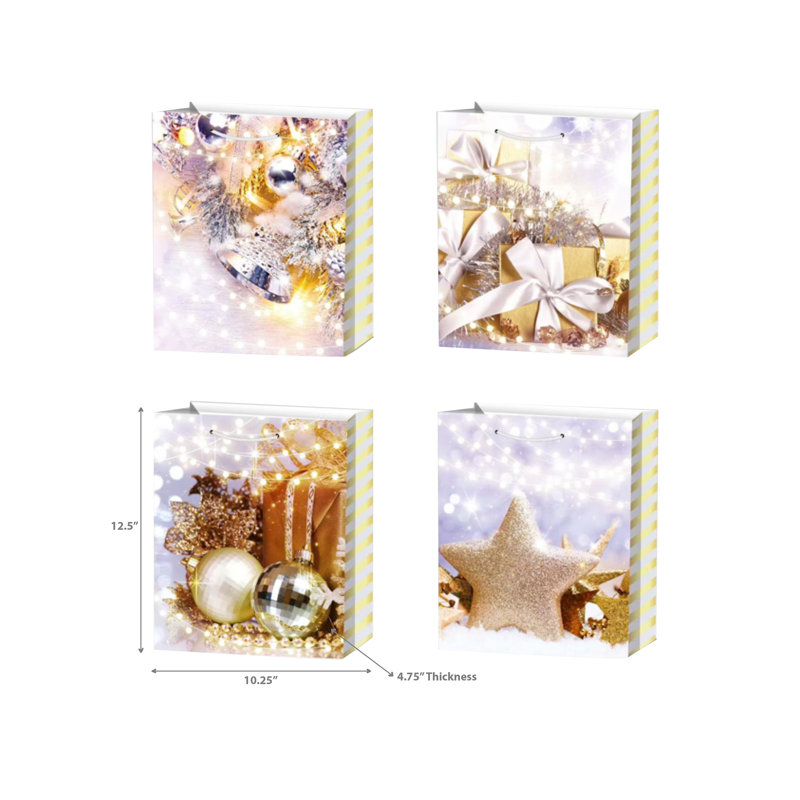 Ensemble de 12 sacs-cadeaux de Noël (assortis) (moyen)