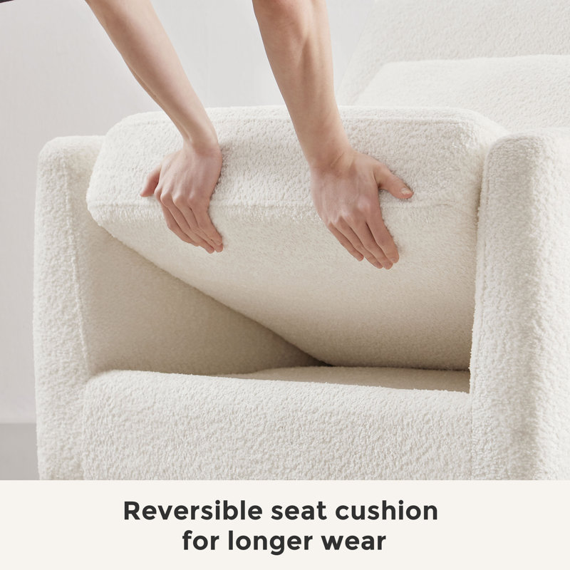 Aishah Upholstered Armchair, White Boucle