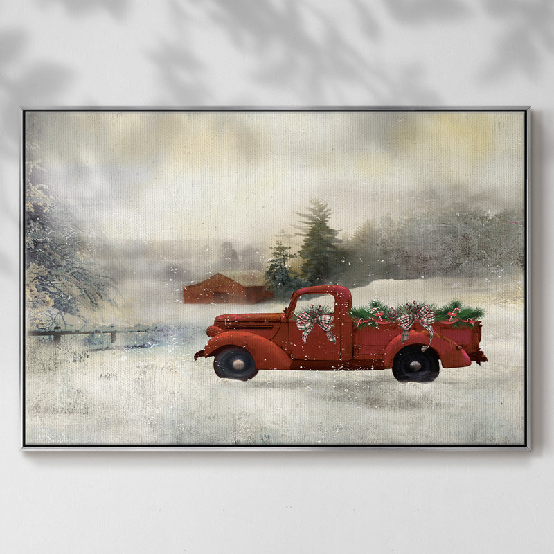 " Red Barn Winter ", Silver, 25" H x 37" W x 2" D