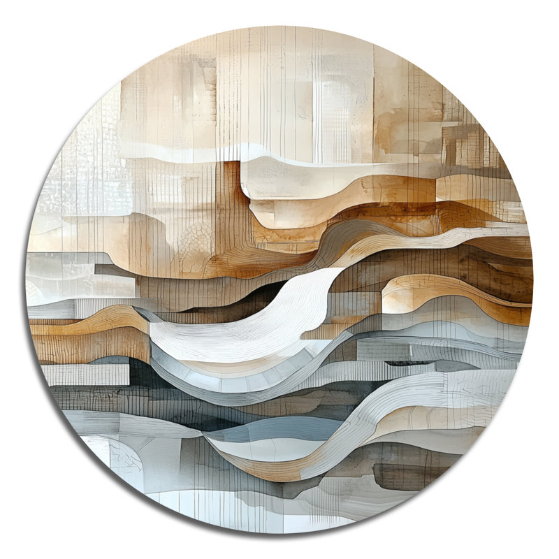 Arent - ligne abstraite, paysage, art mural rond en métal, H 23 po x l 23 po