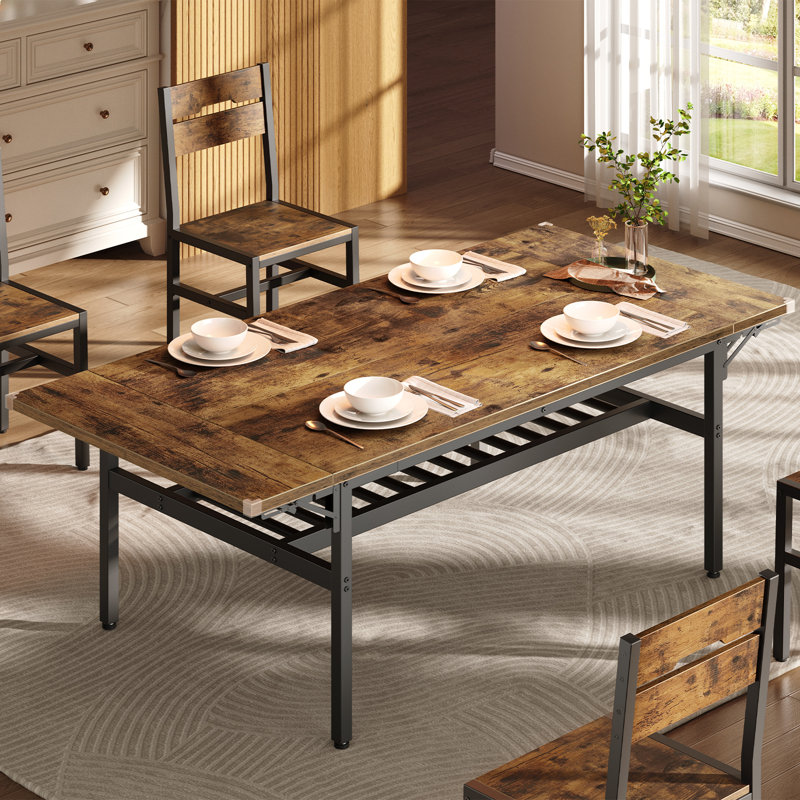 Table de salle à manger pliable 63 ", table de cuisine extensible avec abattant pour la cuisine et la salle à manger